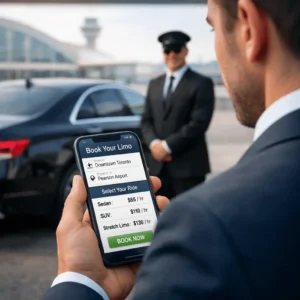 corporate limo Toronto price booking on mobile with chauffeur and luxury car